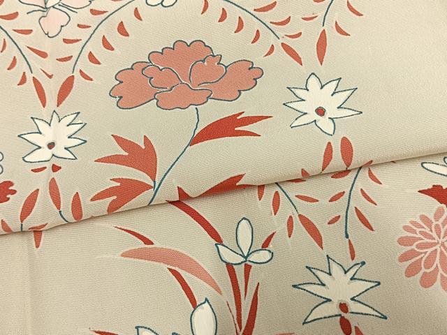 平和屋着物▽訪問着 単衣 草花文 正絹 逸品 未使用 AAAW1486fy