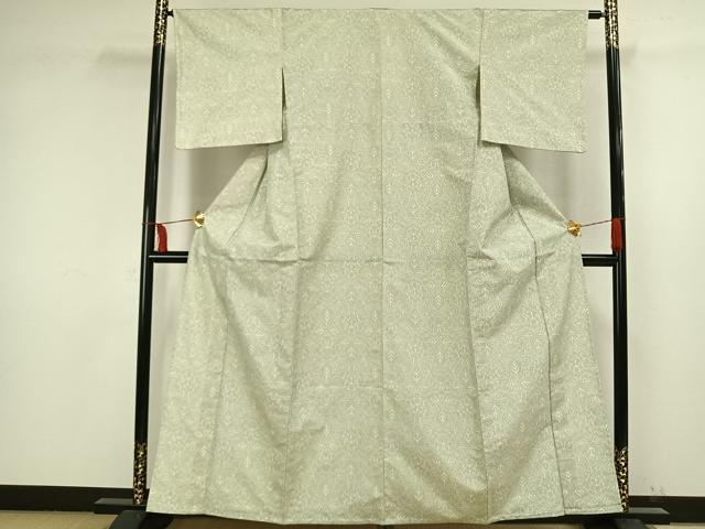 平和屋着物▽上質な紬 単衣 草花文 正絹 逸品 AAAW1498fy