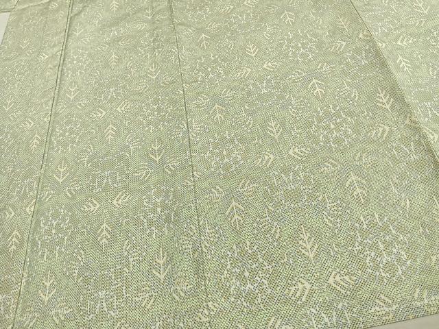 平和屋着物▽上質な紬 単衣 草花文 正絹 逸品 AAAW1498fy