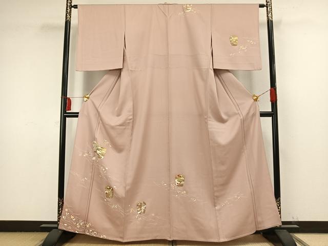 平和屋着物▽訪問着 単衣 駒刺繍 陶器草花文 金彩 正絹 逸品 AAAW1502fy