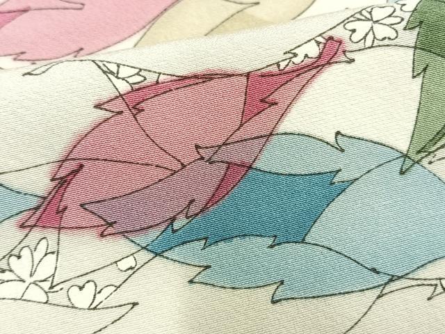 平和屋着物▽上質な小紋 単衣 舞葉文 正絹 逸品 AAAW1507fy