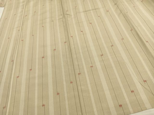 平和屋着物▽上質な紬 単衣 縞 正絹 逸品 AAAW1510fy