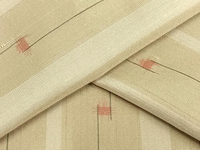 平和屋着物▽上質な紬 単衣 縞 正絹 逸品 AAAW1510fy