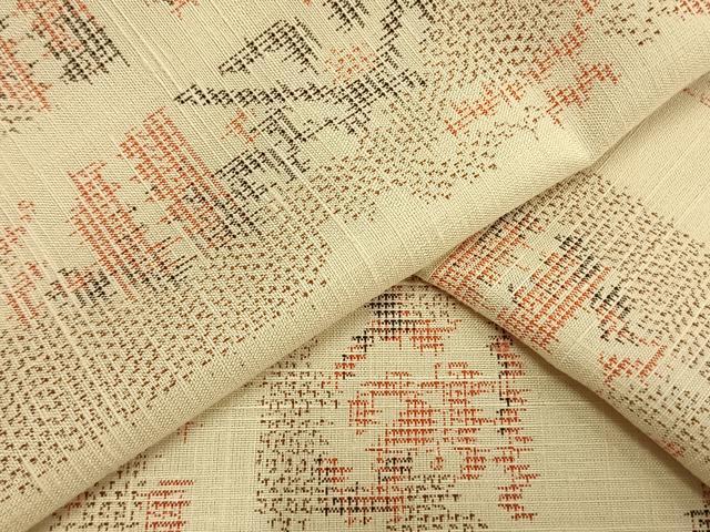 平和屋着物▽上質な紬 単衣 幾何学間道 正絹 逸品 AAAW1517fy