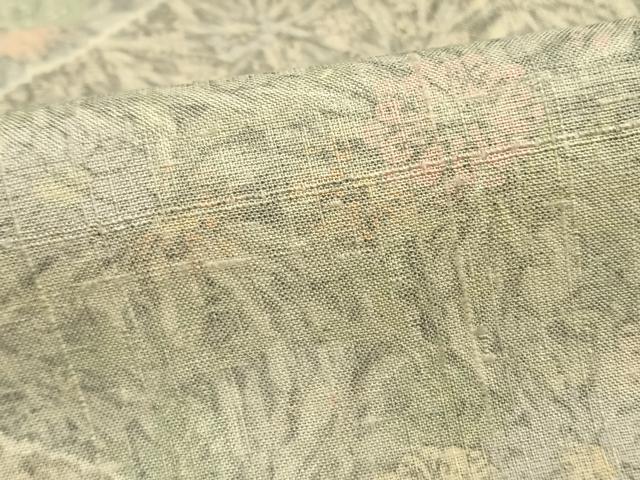 平和屋着物▽訪問着 単衣 紬地 舞蝶花鳥文 正絹 逸品 AAAW1524fy