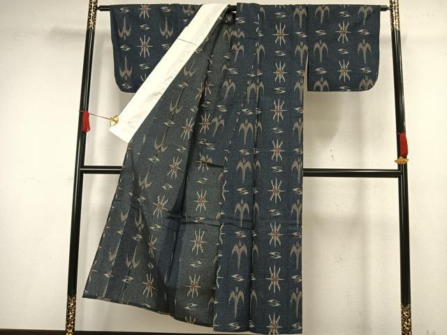 平和屋着物▽小紋 単衣 幾何学文様 AAAW1526fy