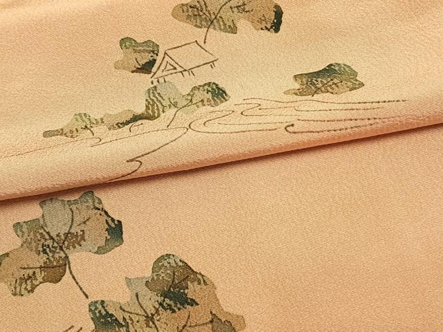 平和屋着物▽上質な小紋 単衣 風景文 暈し染め 正絹 逸品 AAAW1534fy