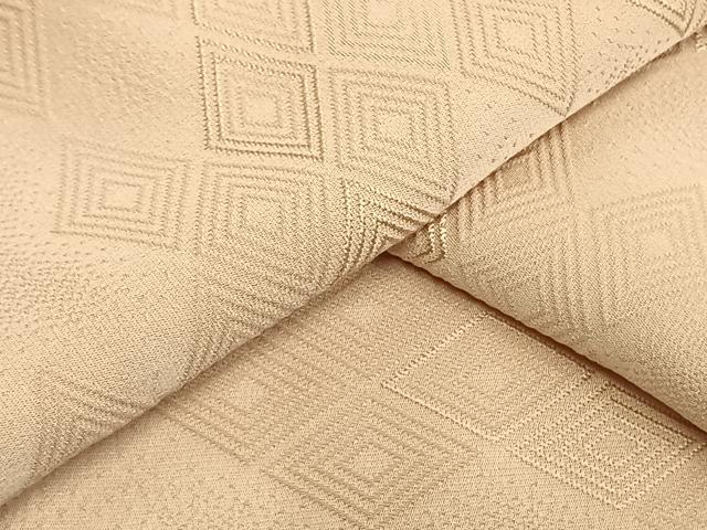 平和屋着物▽上質な色無地 単衣 菱地紋 肌色 正絹 逸品 AAAW1547fy