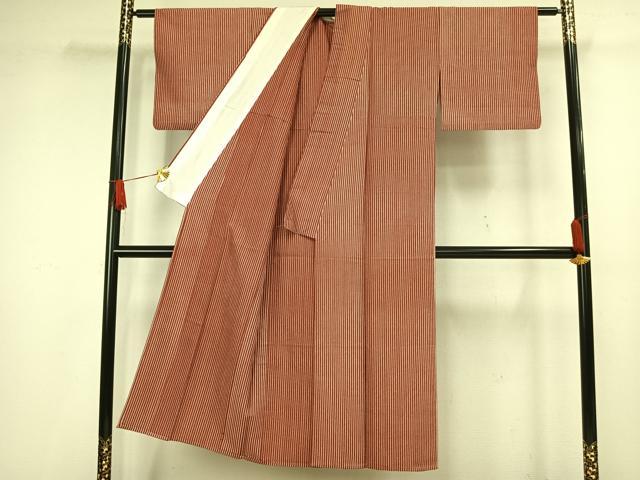 平和屋着物▽上質な小紋 単衣 縞 正絹 逸品 AAAW1551fy