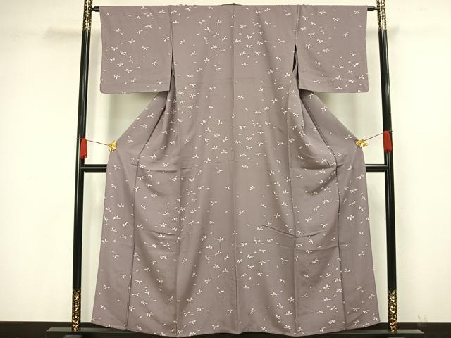平和屋着物▽上質な小紋 単衣 舞花文 正絹 逸品 AAAW1553fy