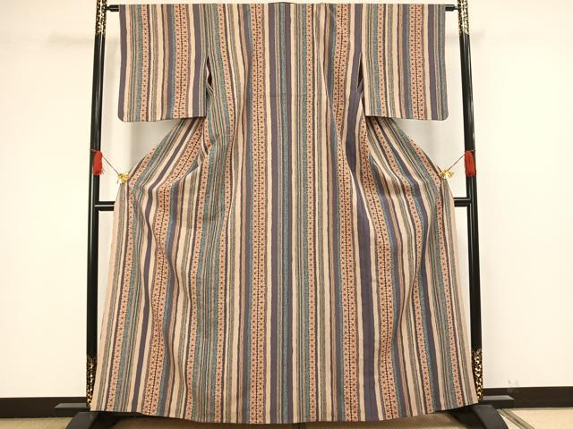平和屋着物▽上質な小紋 単衣 麻の葉間道 正絹 逸品 AAAW1554fy
