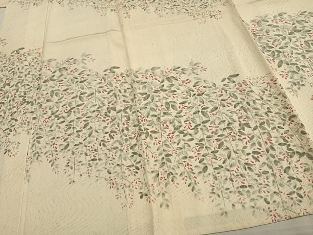 平和屋着物▽上質な小紋 単衣 手描き 草花文 正絹 逸品 AAAW1555fy