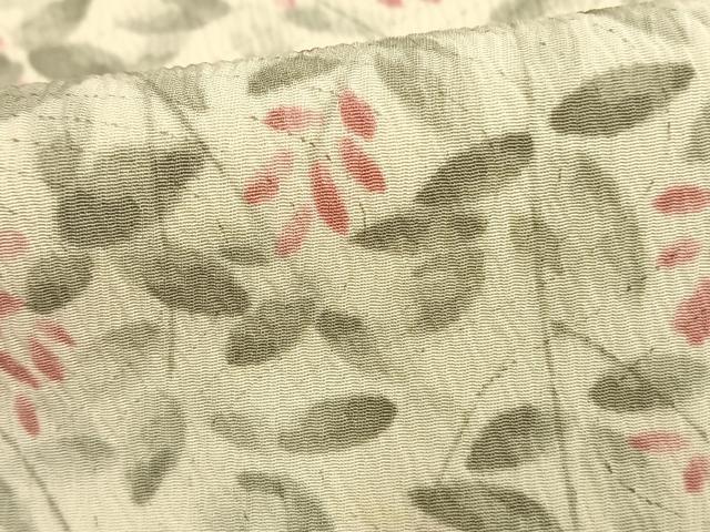 平和屋着物▽上質な小紋 単衣 手描き 草花文 正絹 逸品 AAAW1555fy