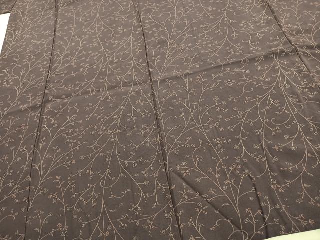 平和屋着物▽上質な小紋 単衣 草花文 正絹 逸品 AAAW1559fy