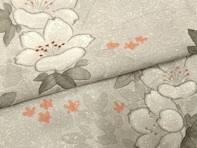 平和屋着物▽訪問着 単衣 手描き 刺繍 草花文 正絹 逸品 AAAW1560fy
