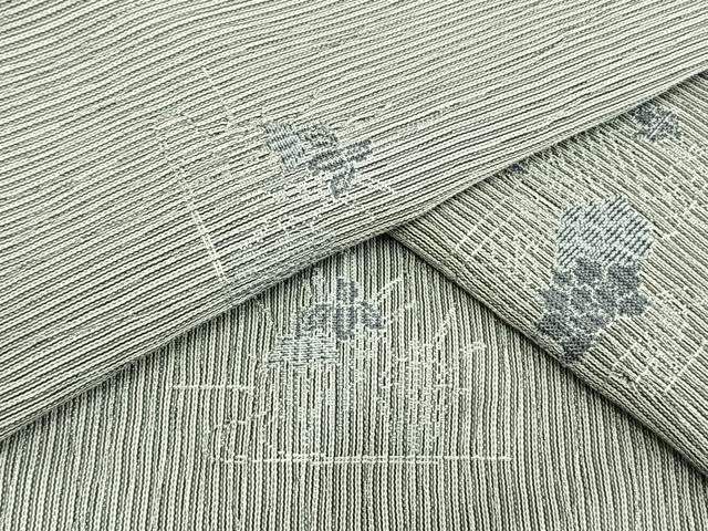 平和屋着物▽上質な小紋 単衣 刺繍 草花文 正絹 逸品 未使用 AAAW1572fy