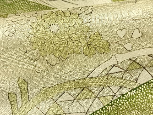 平和屋着物▽上質な小紋 単衣 風景草花文 金銀彩 正絹 逸品 AAAW1574fy