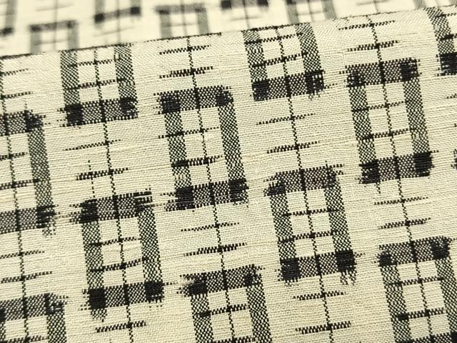 平和屋着物▽上質な紬 単衣 幾何学文様 正絹 逸品 未使用 AAAW1575fy