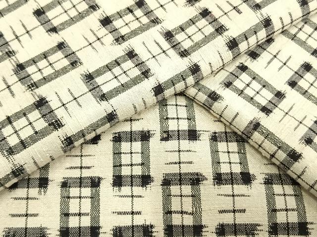 平和屋着物▽上質な紬 単衣 幾何学文様 正絹 逸品 未使用 AAAW1575fy