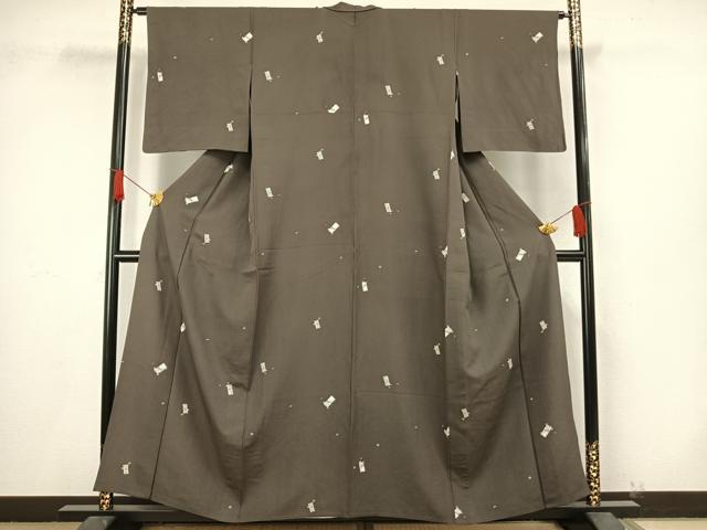 平和屋着物▽上質な小紋 単衣 色紙花文 正絹 逸品 AAAW1577fy