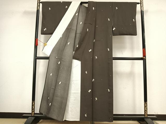 平和屋着物▽上質な小紋 単衣 色紙花文 正絹 逸品 AAAW1577fy