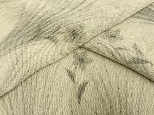 平和屋着物▽上質な小紋 単衣 手描き 草花文 鬼しぼ縮緬 正絹 逸品 AAAW1578fy