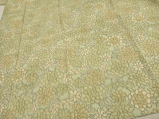 平和屋着物▽お召 単衣 花づくし 正絹 逸品 AAAW1579fy