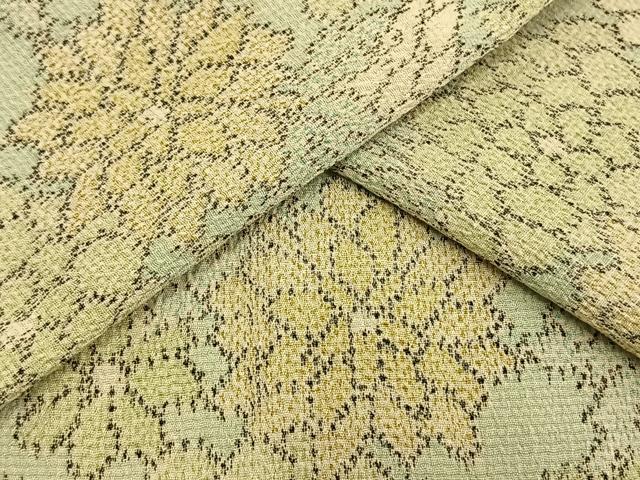 平和屋着物▽お召 単衣 花づくし 正絹 逸品 AAAW1579fy