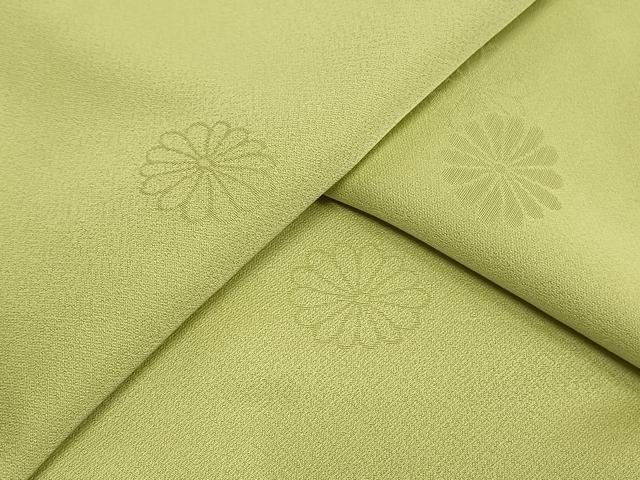 平和屋着物▽上質な色無地 単衣 舞花文 若芽色 正絹 逸品 AAAW1580fy