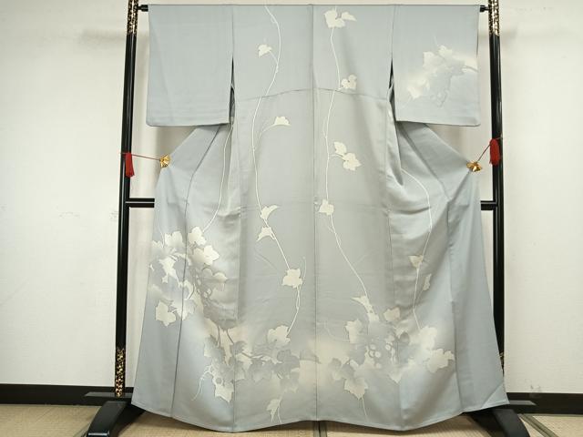 平和屋着物▽訪問着 単衣 蔦の葉文 暈し染め 正絹 逸品 AAAW1585fy
