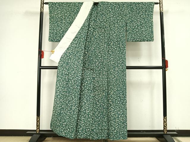 平和屋着物▽上質な小紋 単衣 花唐草文 正絹 逸品 AAAW1595fy