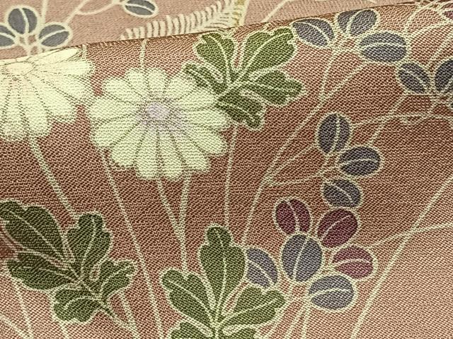 平和屋着物▽訪問着 単衣 草花文 正絹 逸品 AAAW1602fy