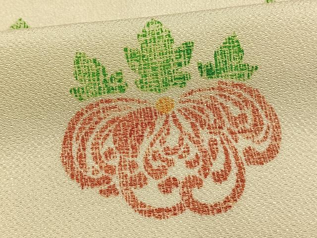 平和屋着物▽上質な小紋 単衣 草花文 鬼しぼ縮緬 正絹 逸品 AAAW1605fy
