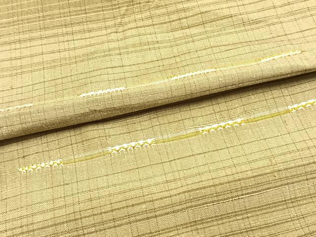 平和屋着物▽上質な紬 単衣 刺繍 横段文 正絹 逸品 AAAW1610fy