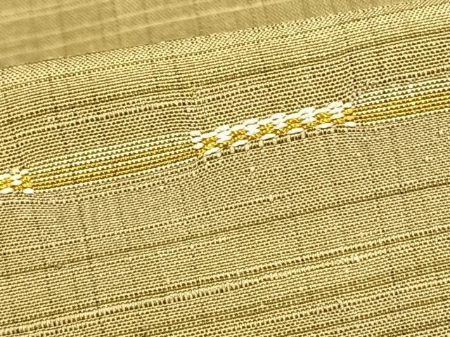 平和屋着物▽上質な紬 単衣 刺繍 横段文 正絹 逸品 AAAW1610fy