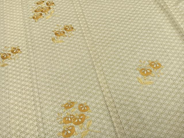 平和屋着物▽訪問着 単衣 総刺繍 橘文 金銀糸 金彩 正絹 逸品 未使用 AAAW1611fy