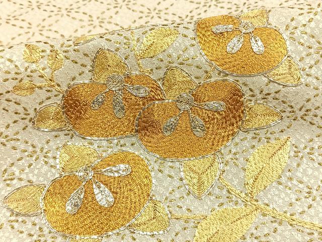 平和屋着物▽訪問着 単衣 総刺繍 橘文 金銀糸 金彩 正絹 逸品 未使用 AAAW1611fy