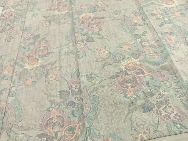 平和屋着物▽小千谷紬 単衣 草花文 正絹 逸品 AAAW1612fy