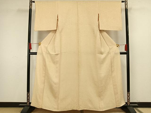 平和屋着物▽上質な色無地 単衣 草花地紋 砥粉色 正絹 逸品 AAAW1616fy