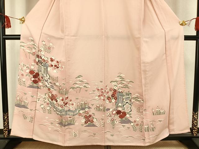 平和屋着物▽訪問着 単衣 御所車草花文 正絹 逸品 未使用 AAAW1619fy