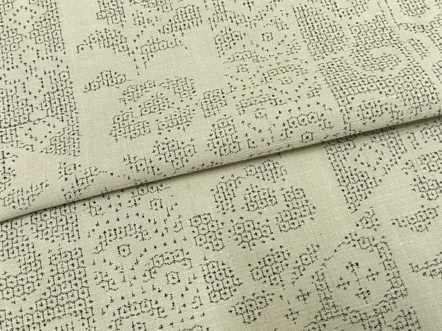平和屋着物▽結城紬 単衣 100亀甲 草花文 正絹 逸品 AAAW1626fy