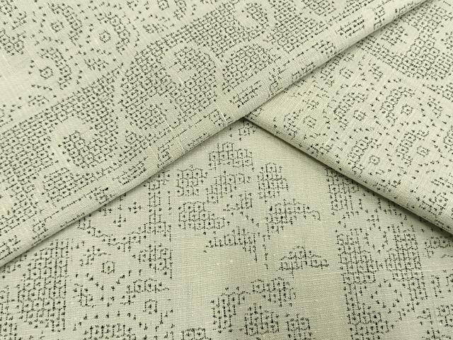 平和屋着物▽結城紬 単衣 100亀甲 草花文 正絹 逸品 AAAW1626fy