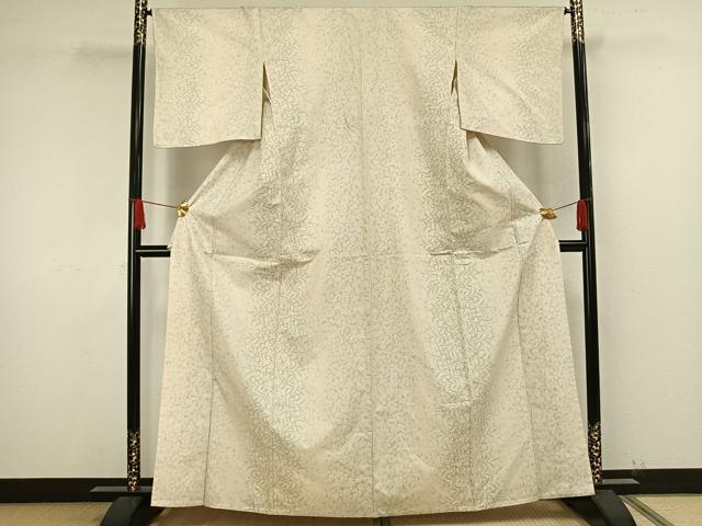 平和屋着物▽上質な紬 単衣 草花間道 正絹 逸品 AAAW1629fy