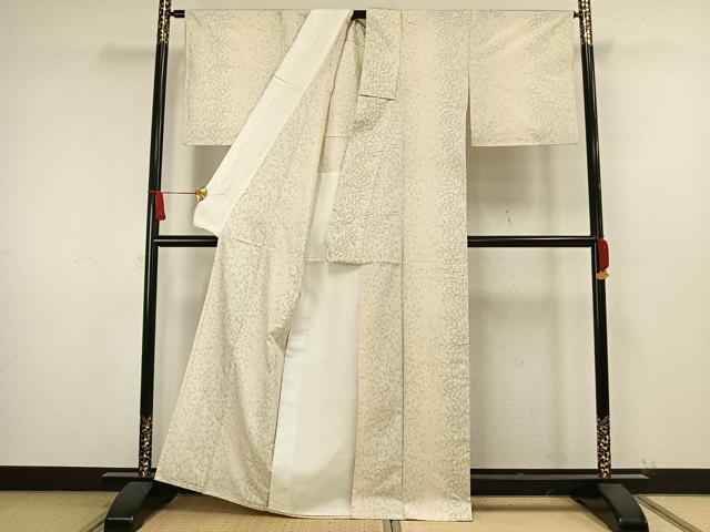 平和屋着物▽上質な紬 単衣 草花間道 正絹 逸品 AAAW1629fy