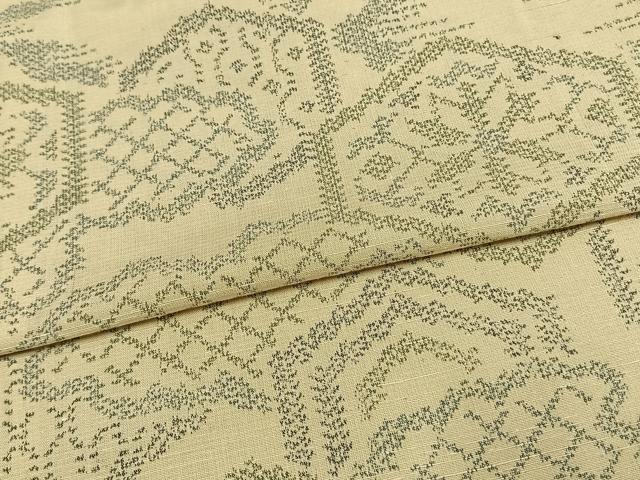 平和屋着物▽上質な紬 単衣 亀甲花文 正絹 逸品 AAAW1630fy