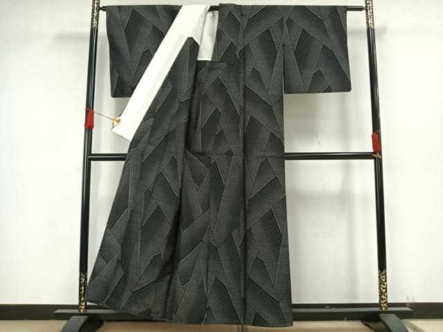 平和屋着物▽六條ゆきやま紬 単衣 切嵌文 証紙付き 正絹 逸品 AAAW1655fy