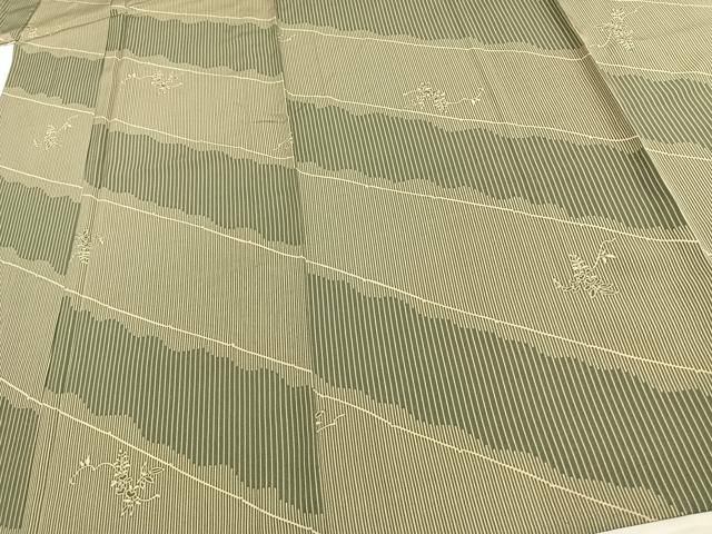 平和屋着物▽上質な小紋 単衣 蔦の葉斜線文 近鉄扱い 正絹 逸品 AAAW1658fy