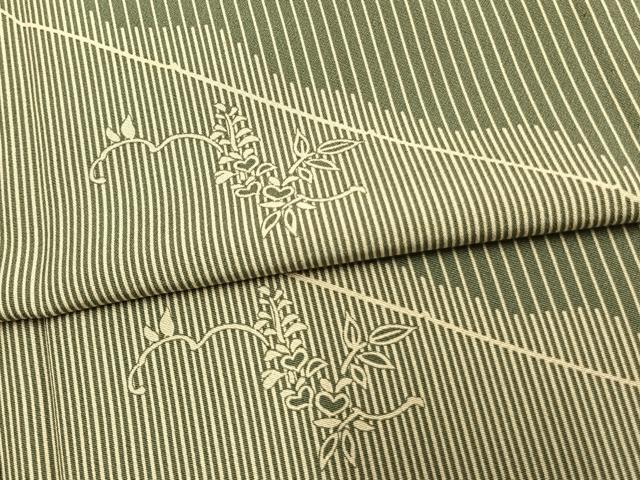 平和屋着物▽上質な小紋 単衣 蔦の葉斜線文 近鉄扱い 正絹 逸品 AAAW1658fy