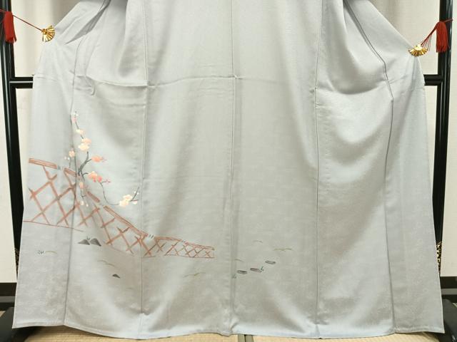 平和屋着物▽訪問着 単衣 刺繍 風景枝花文 金彩 正絹 逸品 未使用 AAAW1667fy