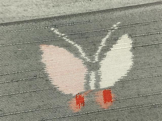 平和屋着物▽上質な紬 単衣 舞蝶文 正絹 逸品 AAAW1674fy